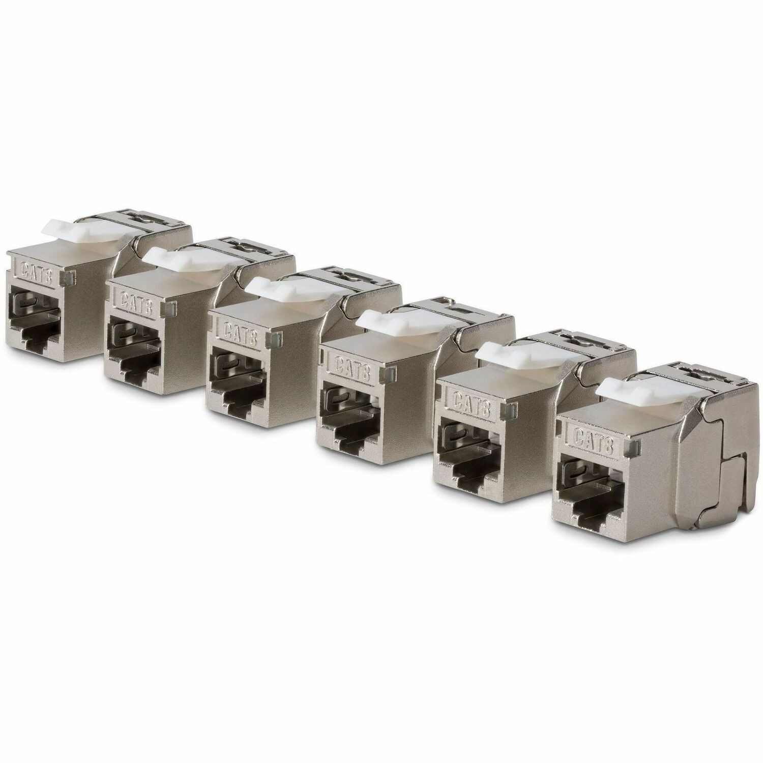 StarTech Cat8 Keystone Jack, 6-Pack RJ45 Ethernet Keystone Jacks, STP Cat8 Wall Jack, 180-Degree Toolless