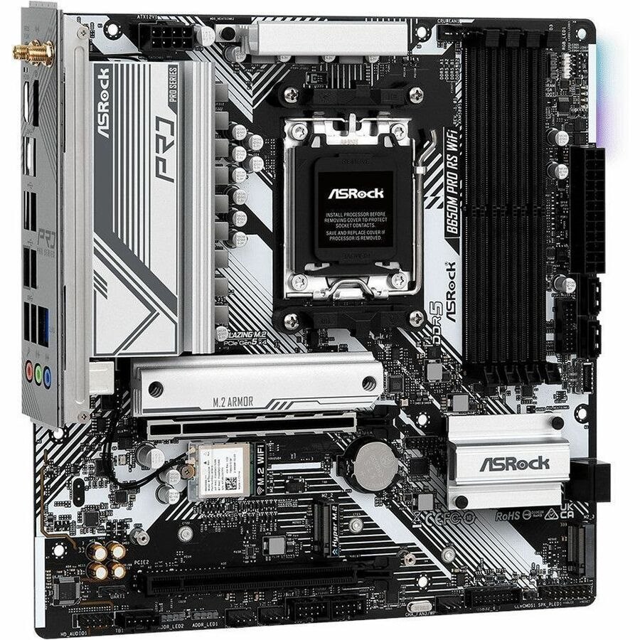 ASRock B650M Pro RS WiFi Gaming Desktop Motherboard - AMD B650 Chipset - Socket AM5 - Micro ATX