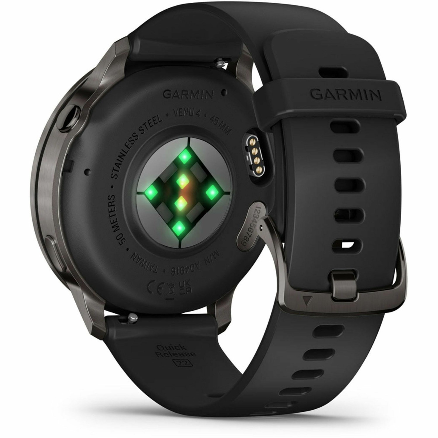 Garmin Venu 4 - 45 mm Slate with Black Silicone Band