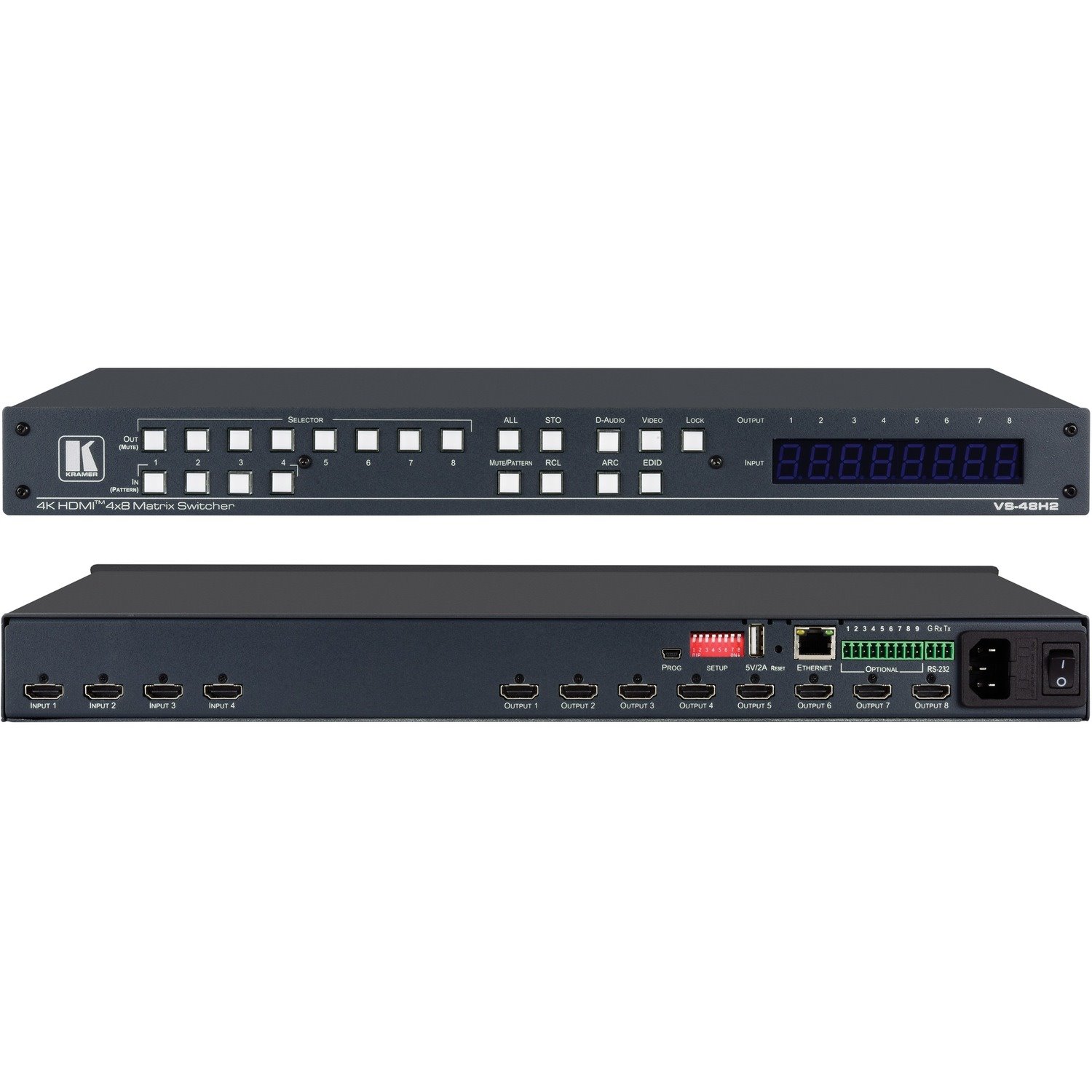 Kramer VS-48H2 4x8 4K HDR HDCP 2.2 Matrix Switcher with Digital Audio Routing