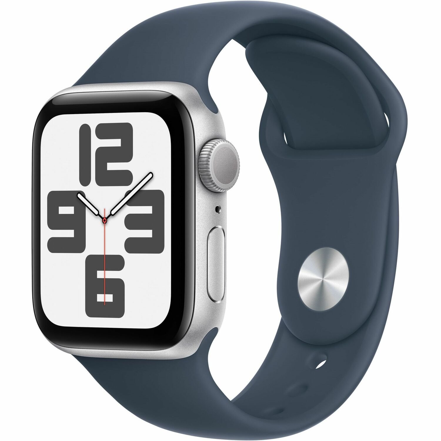 Apple Watch SE Smart Watch - 40 mm Case Height - 34 mm Case Width - Silver Case Color - Storm, Blue Band Color - Glass Body Material - Aluminium Case Material - Wireless LAN