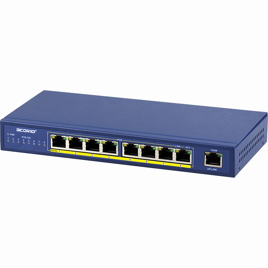 4XEM 4-Port PoE 10/100Mbps Ethernet Switch 1.0 Gbps bandwidth 744K packet forward rate