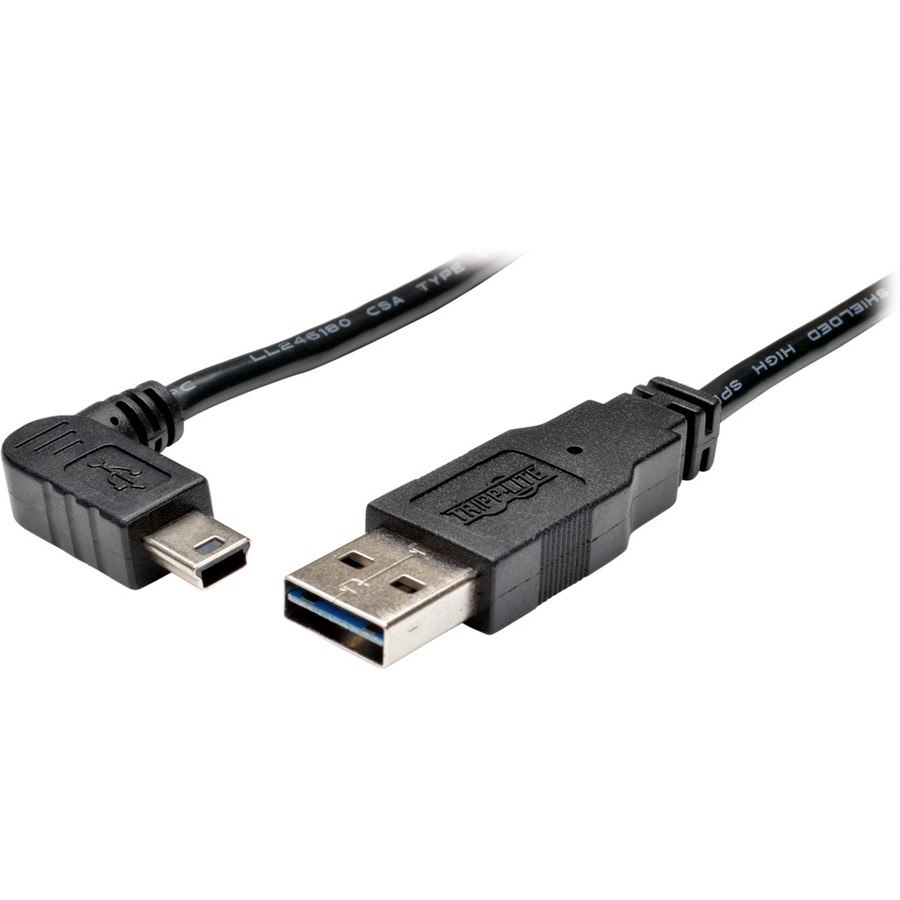 Eaton Tripp Lite Series Universal Reversible USB 2.0 Cable (Reversible A to Right-Angle 5Pin Mini B M/M), 3 ft. (0.91 m)