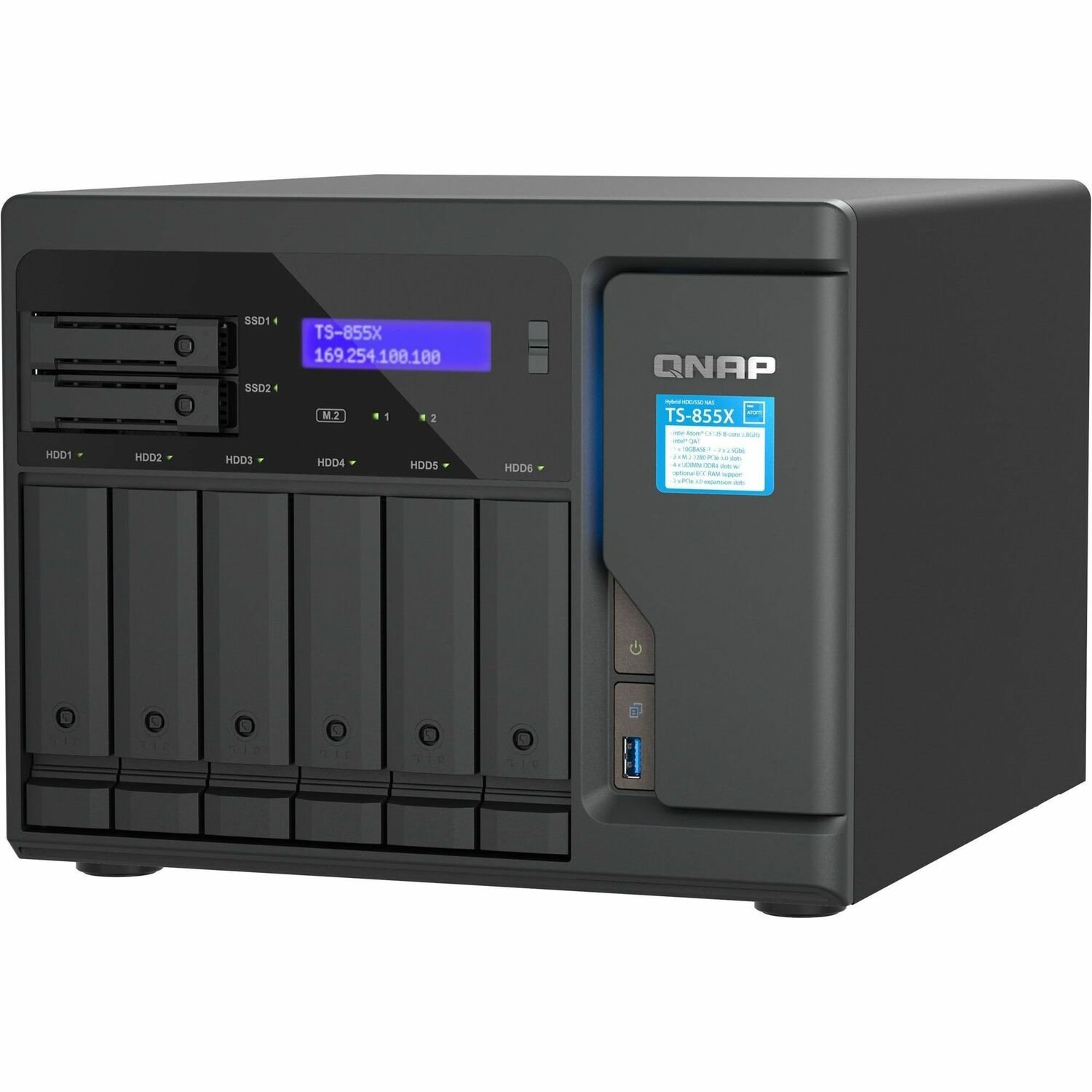 Qnap 6+2-Bay Nas(No Disk) Atom 8C 2.8GHz, 8GB, 2.5GbE(2),10GbE(1),PCIe(2),3YR WTY