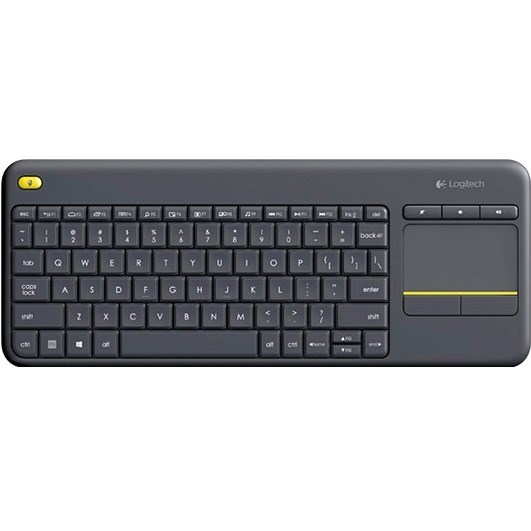 Logitech K400 Plus Keyboard - Wireless Connectivity - USB Interface - TouchPad - Spanish - QWERTY Layout - Black