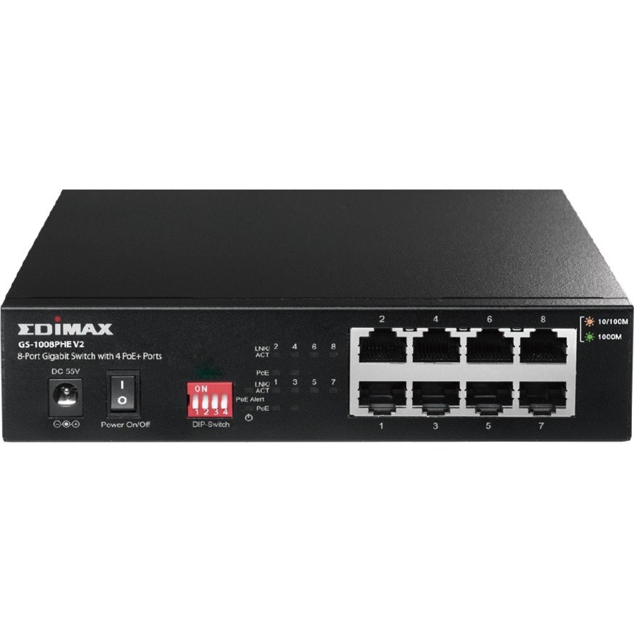 Edimax Long Range 8-Port Gigabit Switch with 4 PoE+ Ports & DIP Switch