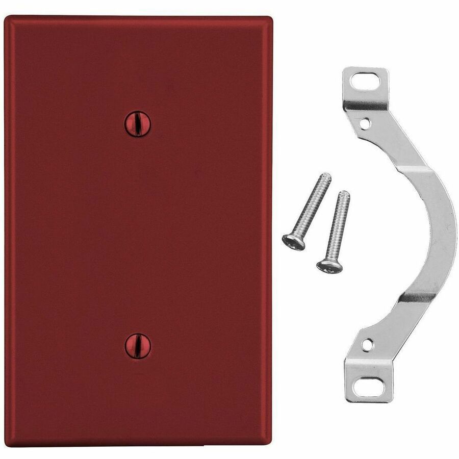 Hubbell Wallplate, 1-G, STRP MT Blank, Red