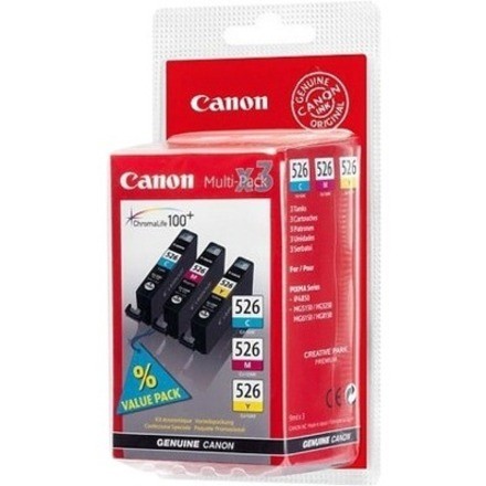 Canon CLI-526 C/M/Y Origineel Inkjet Inktcartridge - Multiverpakking - Cyaan, Magenta, Geel - 3 / Blister