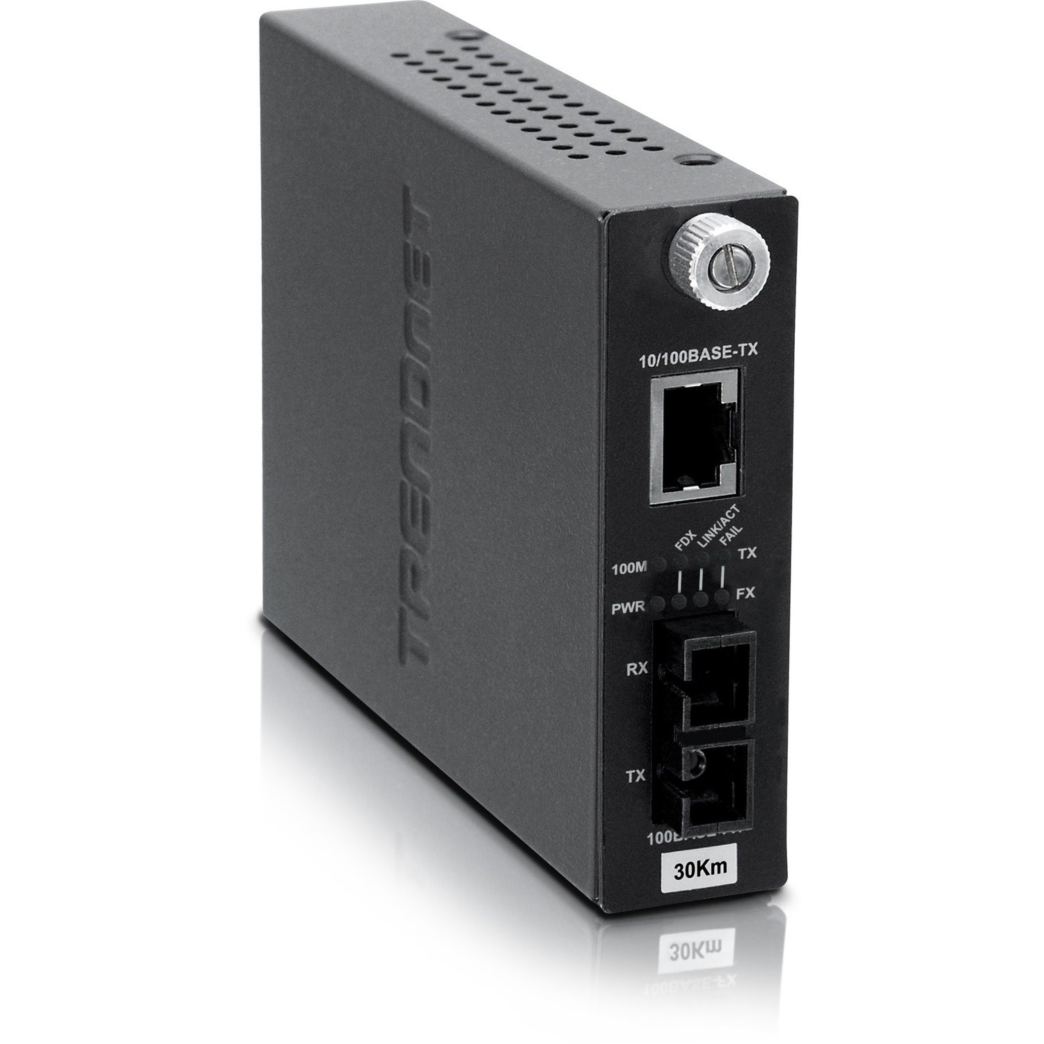 TRENDnet Intelligent 10/100Base-TX to 100Base-FX Single Mode SC Fiber Media Converter (30Km /18.6 Miles);Full-Duplex Mode; RJ-45 port; Fiber to Ethernet Converter; Lifetime Protection; TFC-110S30i