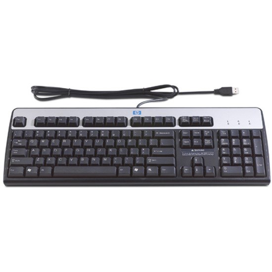 HP Easy Access Keyboard - Cable Connectivity - USB Interface - Norwegian - Silver, Carbonite Black