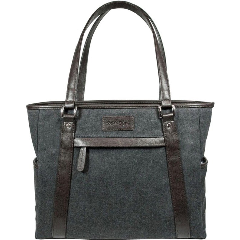 Urban Laptop Tote - Charcoal w/Brown Trim.