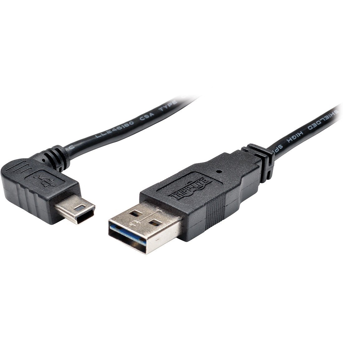 Eaton Tripp Lite Series Universal Reversible USB 2.0 Cable (Reversible A to Right-Angle 5Pin Mini B M/M), 6 ft. (1.83 m)