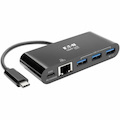 Eaton Tripp Lite Series 3-Port USB-C Hub - USB 3.x (5Gpbs) Hub Ports, Gigabit Ethernet, 60W PD Charging, Black