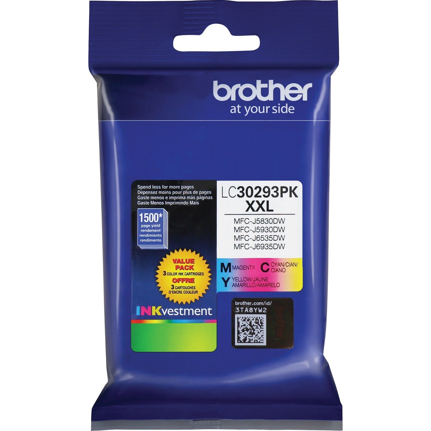 Brother INKvestment LC30293PK Original Inkjet Ink Cartridge - Cyan, Magenta, Yellow - 3 / Pack