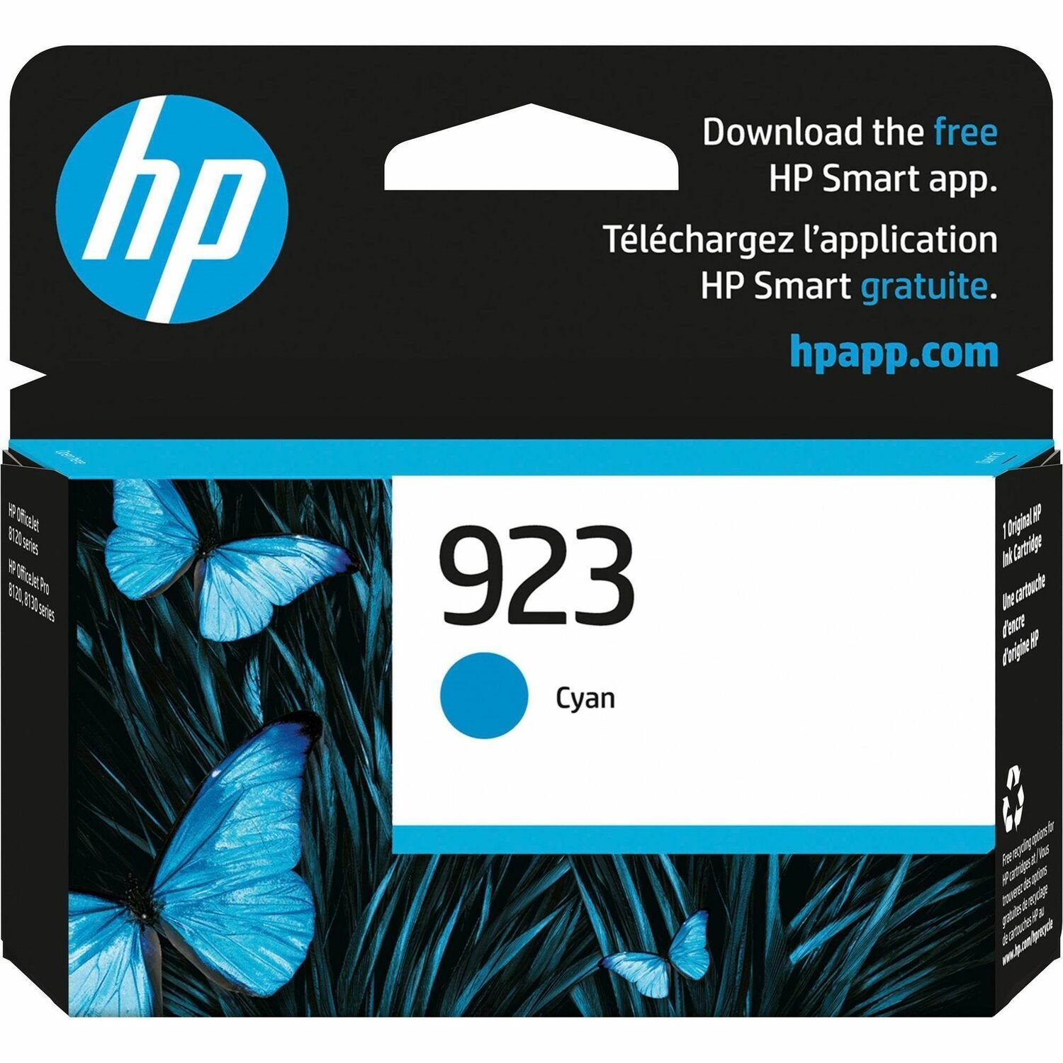 HP 923 Original Inkjet Ink Cartridge - Cyan - 1 Each