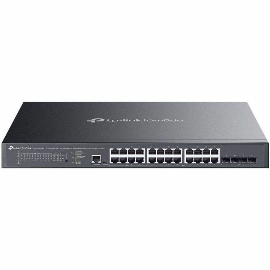 TP-LINK OMADA 24-PORT MANAGED GIGABIT L2+ RACK SWITCH,POE+(16),POE++(8), SFP+(4), 500W,5YR