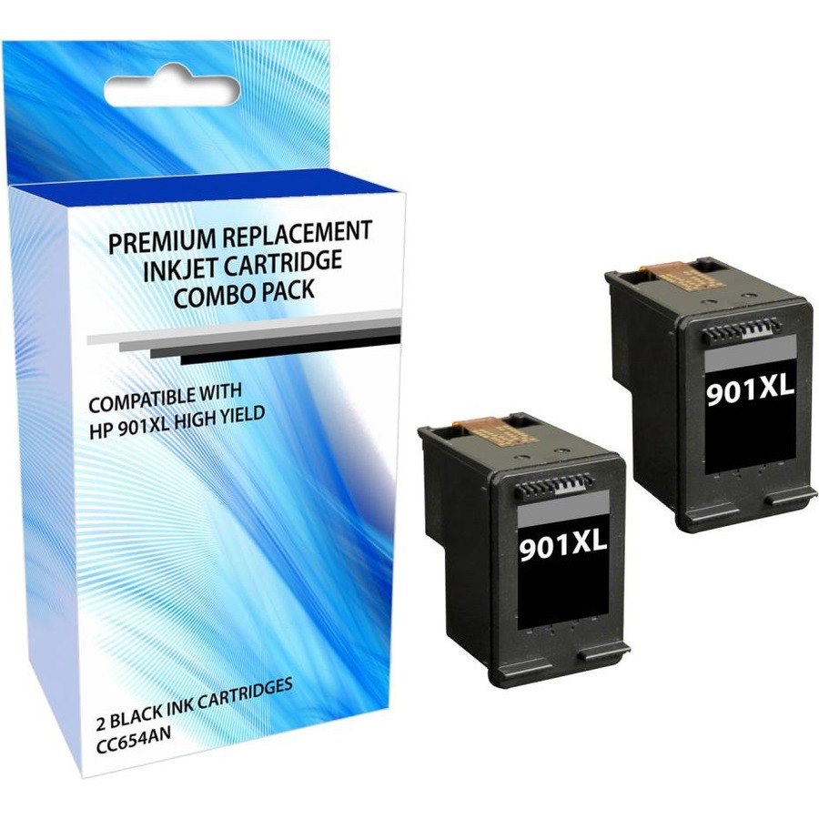 eReplacements CZ721BN-ER Remanufactured Ink Cartridge Replacement for HP 901XL High Yield Black Ink Cartridge 2 Pack