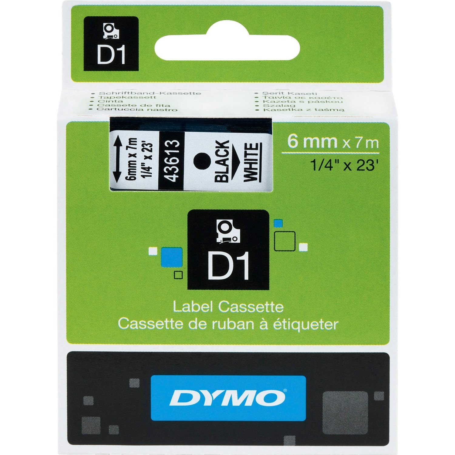 Dymo 43613 D1 Black On White Tape