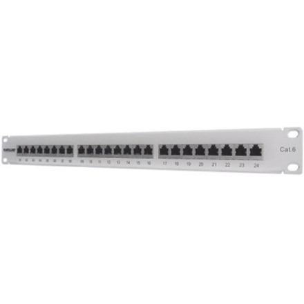Intellinet Network Solutions Patch Panel, Cat6, FTP, 24-Port, 1U, Shielded, 90 degree Top-Entry Punch-Down Blocks, Grey