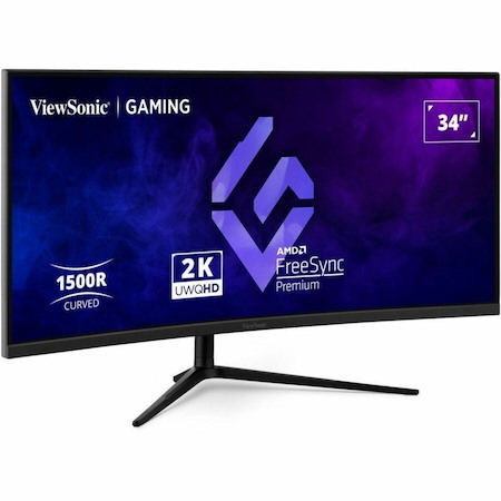ViewSonic VX3418C-2K 34 Inch UltraWide QHD 1440p Curved Gaming Monitor with 180Hz, 1ms, 21:9, Advanced Ergonomics, FreeSync Premium, HDR10, HDMI, and DisplayPort Inputs