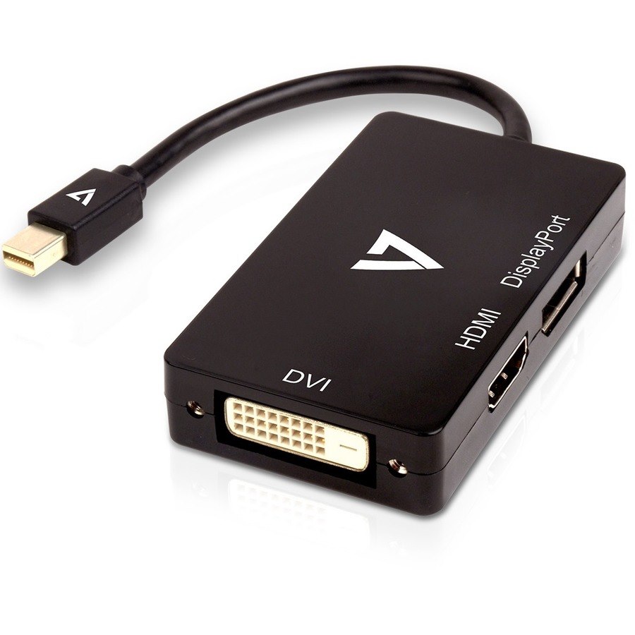 V7 V7MDP-DPDVIHDMI-1E 10 cm DVI/DisplayPort/HDMI/Mini DisplayPort A/V Cable for Audio/Video Device, Monitor, Projector - 1
