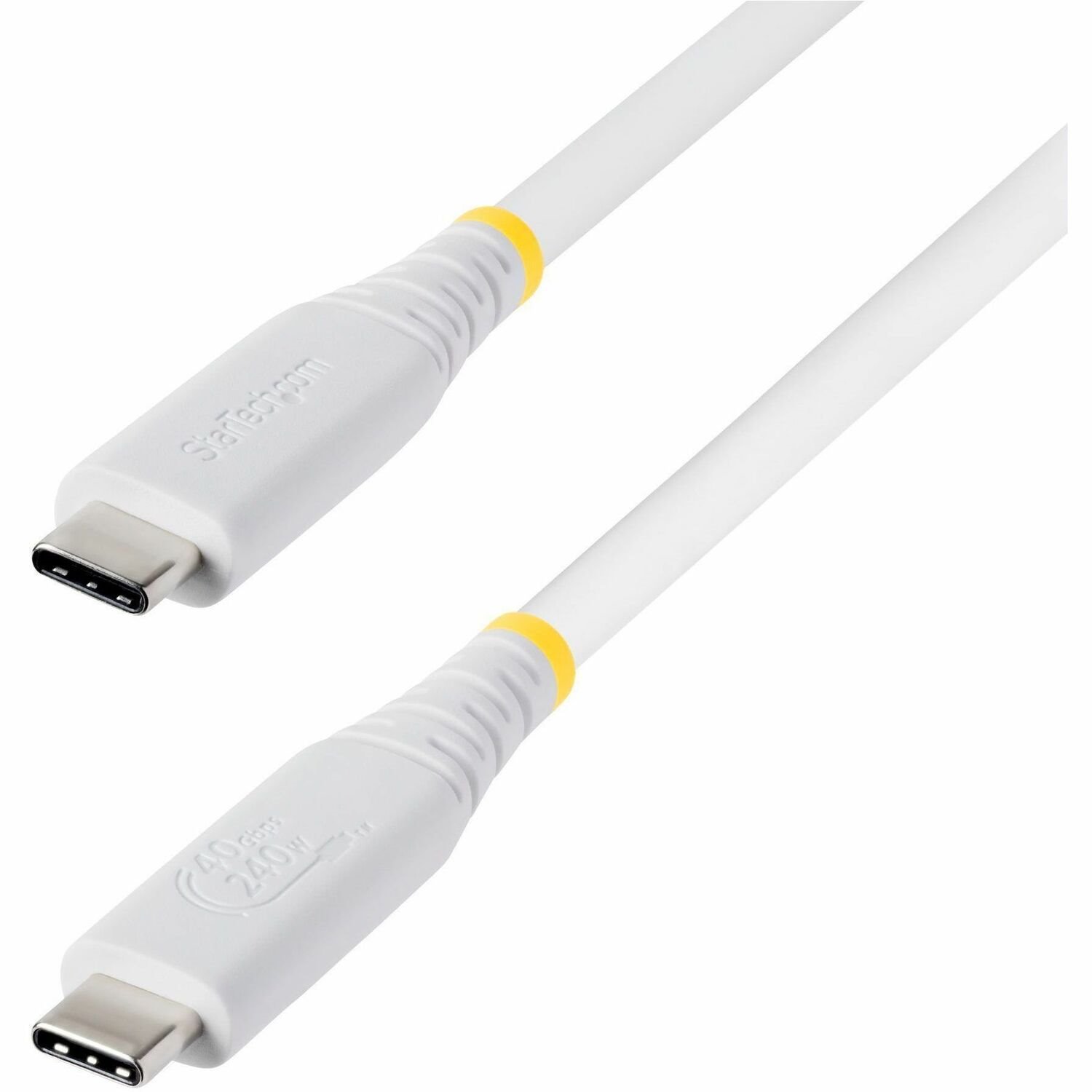 StarTech 50cm (1.6ft) USB4 Cable, 40Gbps, USB-IF Certified USB-C Cable, 240W, 8K 60Hz/4K 240Hz DP2.1, Thunderbolt 4 Compatible, White