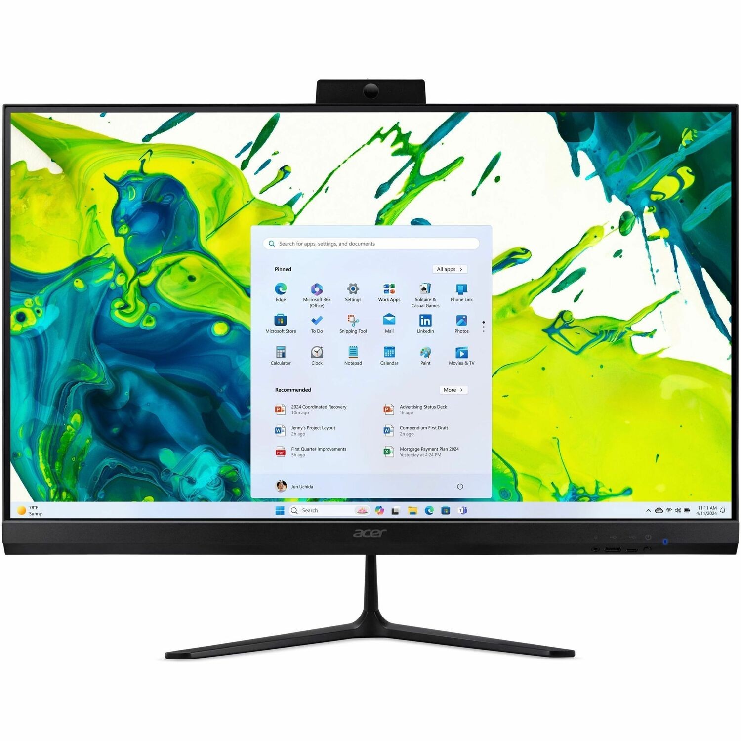 Acer Aspire C27-2G-UR17 All-in-One Computer - AMD Ryzen 7 Ryzen 5000 Series 5825U - 16 GB - 1 TB SSD - 27" Full HD - Desktop