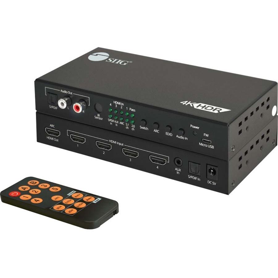 4x1 HDMI 4K60Hz Switch with ARC & Audio Extractor