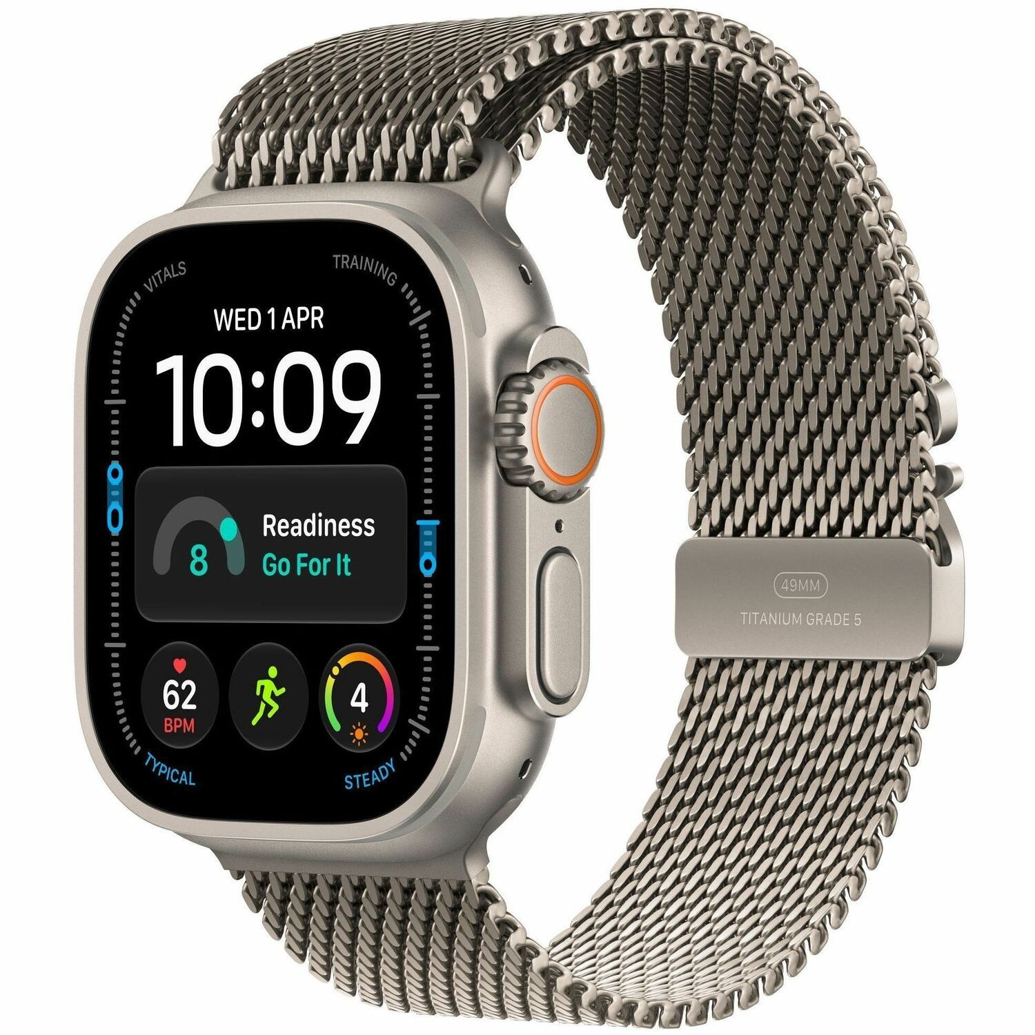 Apple Watch Ultra 4 Smart Watch - 49 mm Case Height - 44 mm Case Width - Natural Case Color - Natural Band Color - Titanium Case Material - Wireless LAN - 5G - LTE