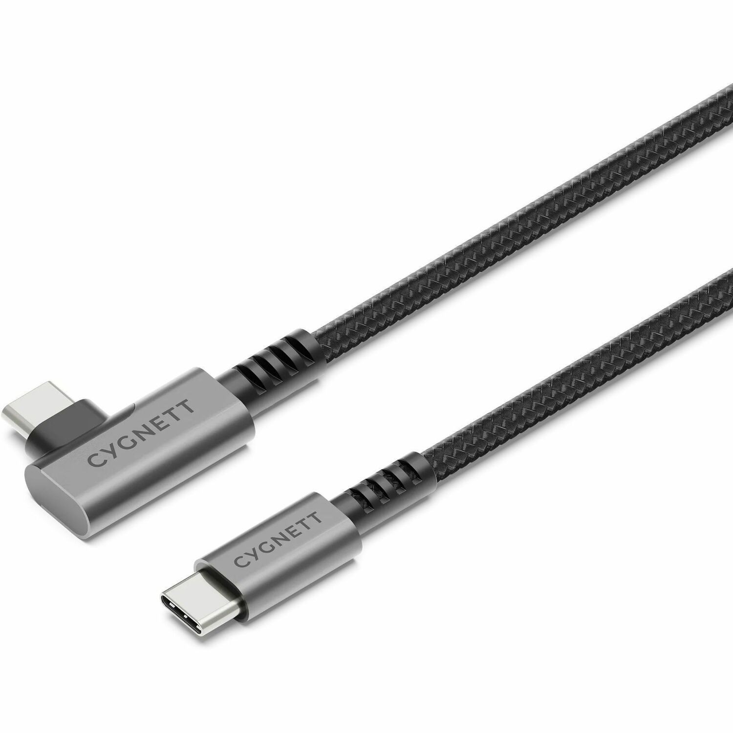 Cygnett Unite Right-Angle Usb-C To Usb-C (3.1) Cable (1M) - Black (CY5104PCTYC), 240W, Double Braided, 10Gbps Transfer, Fast Charge, 2 Years Warranty