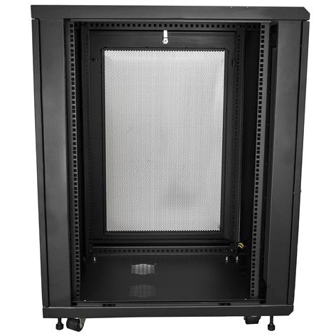 StarTech.com 18U 19" Server Rack Cabinet 4 Post Adjustable Depth 2-30" w/Casters/Cable Management/1U Shelf, Locking Doors and Side Panels