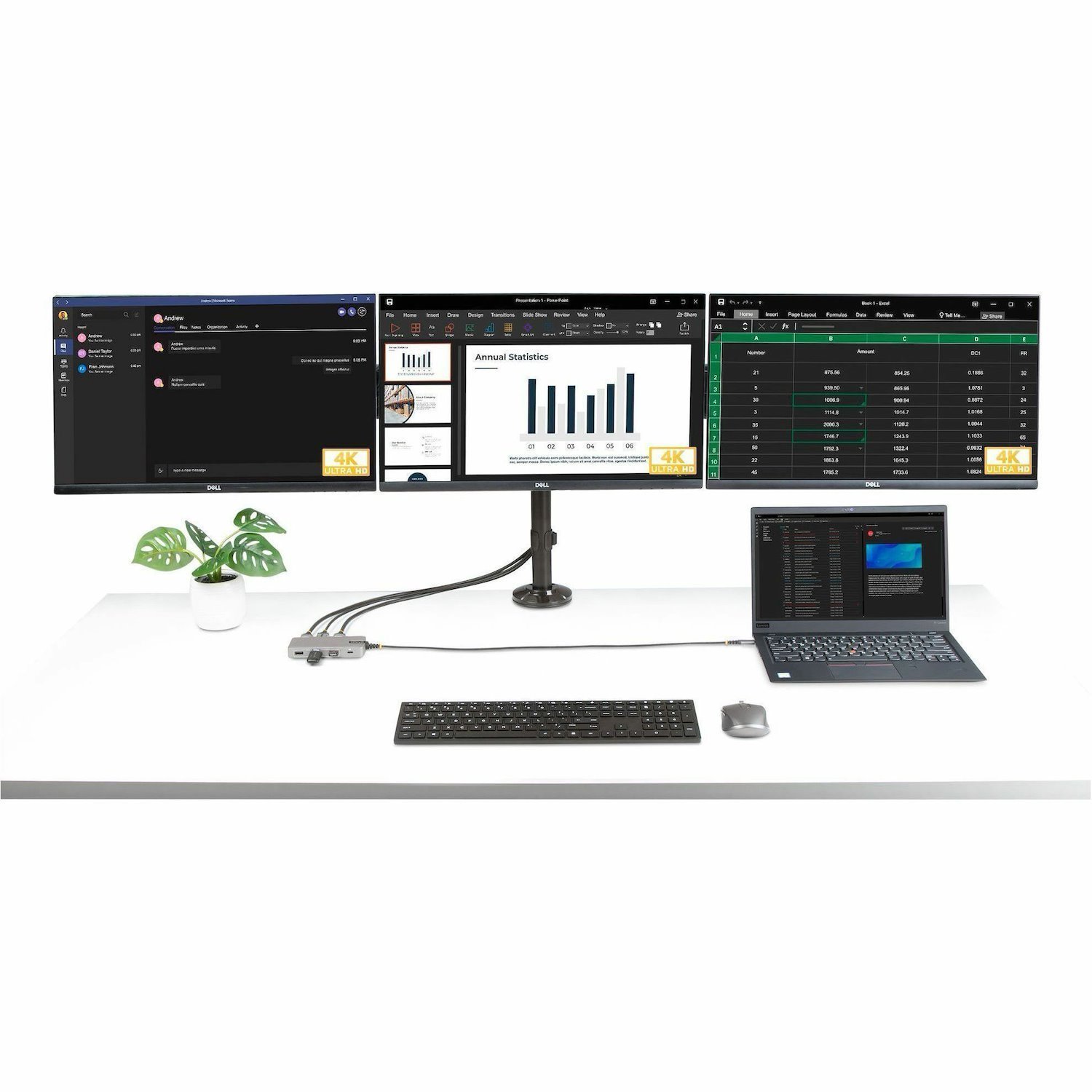 StarTech.com USB-C Triple-Monitor Multiport Adapter, HDMI & DisplayPort, 3x 10Gbps USB Hub, PD Pass-Through, GbE, Travel Docking Station