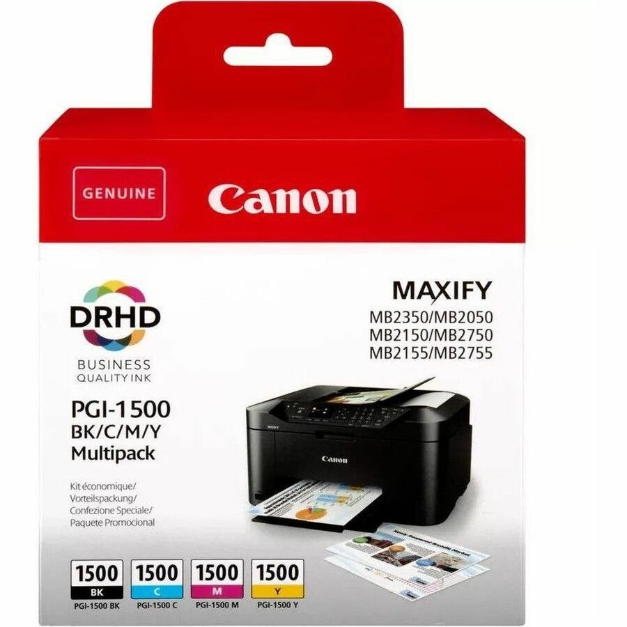 Canon PGI-1500XL Original Inkjet Ink Cartridge - Multi-pack - Yellow, Cyan, Magenta - 4 Pack