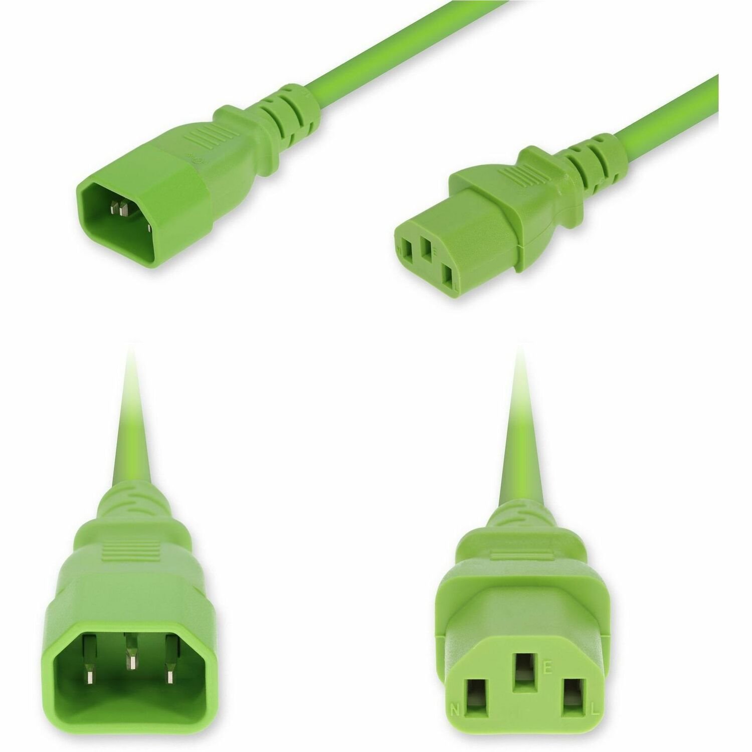 AddOn 6ft C14 Male to C13 Female Standard Commercial 14 AWG 250V at 15A PVC SJT (Service Junior Thermoplastic) Green Power Cable