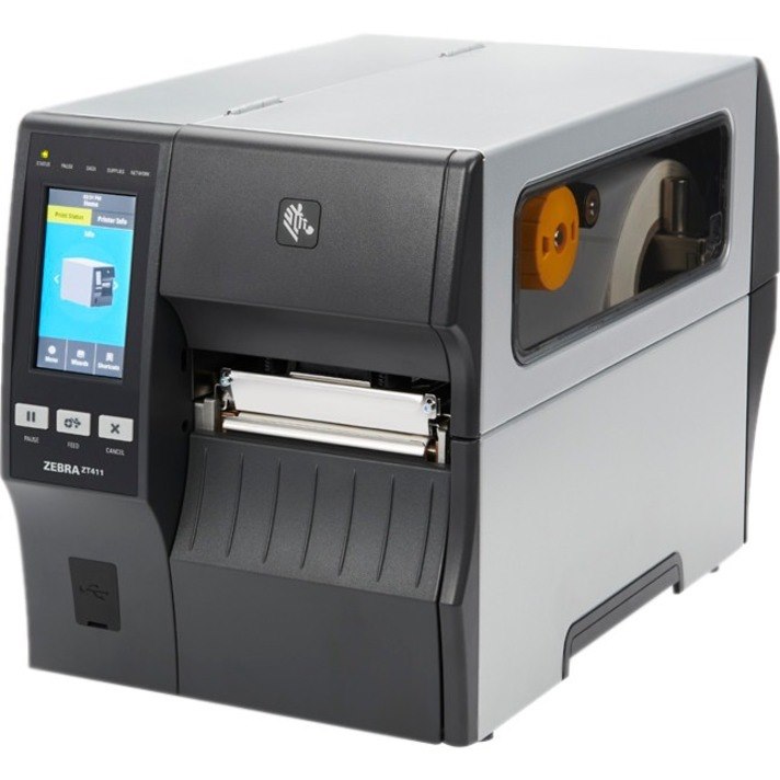 Zebra ZT411 Industrial Thermal Transfer Printer - Monochrome - Label Print - Fast Ethernet - USB - USB Host - Serial - Bluetooth 4.1 - RFID - On-metal RFID - UK, AUS, JP, EU - Black