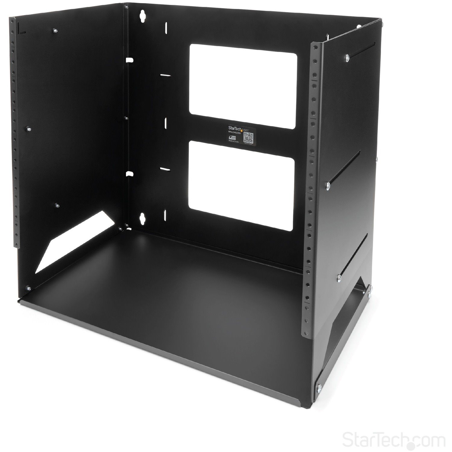 StarTech.com 2-Post 8U Open Frame Wall Mount Network Rack with Built-in Shelf and Adjustable Depth, Computer Rack for IT Equipment, TAA~