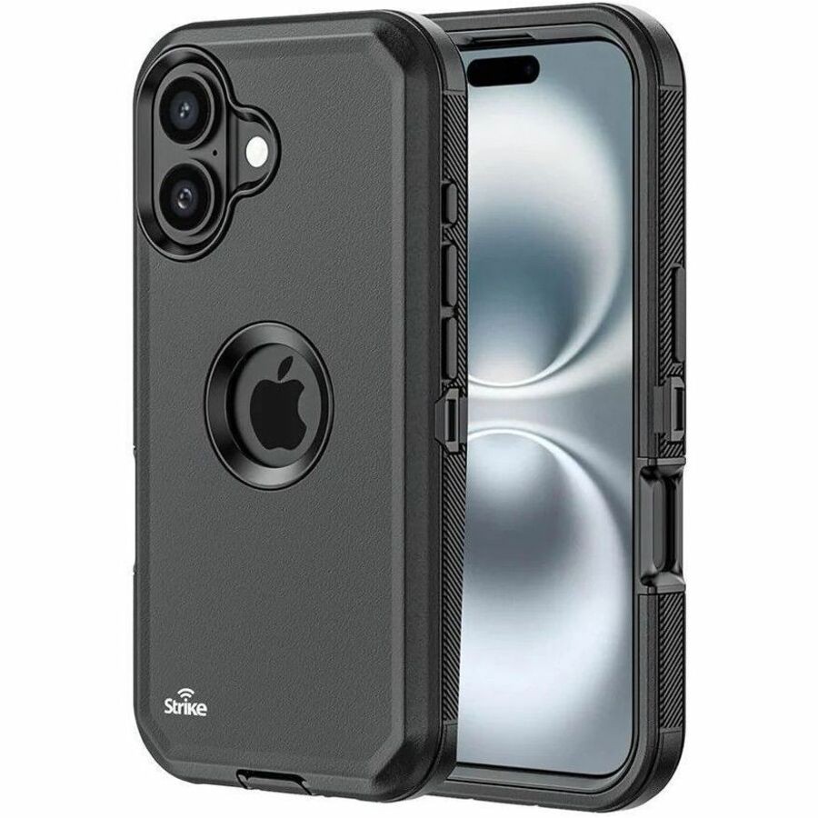 Strike Rugged Case for Apple iPhone 16 Plus Smartphone - Rubberised Textured Design - Black