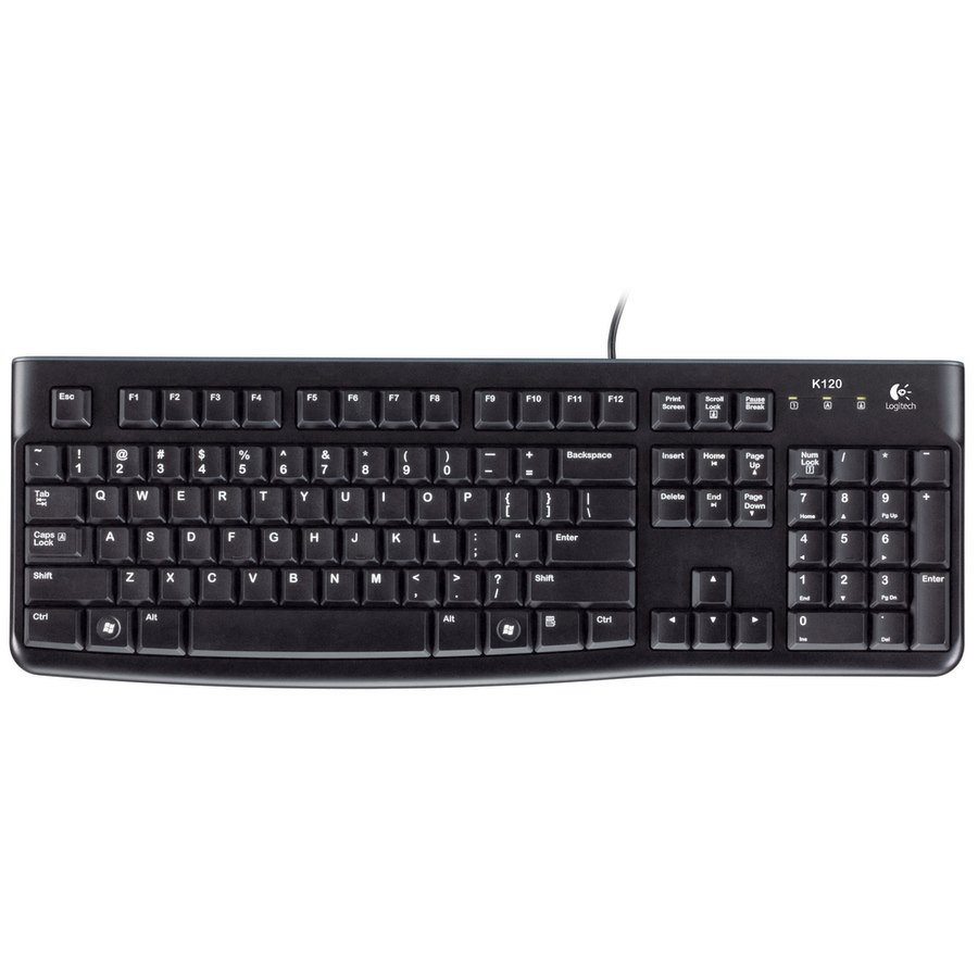 Logitech K120 Keyboard - Cable Connectivity - USB Interface - Black