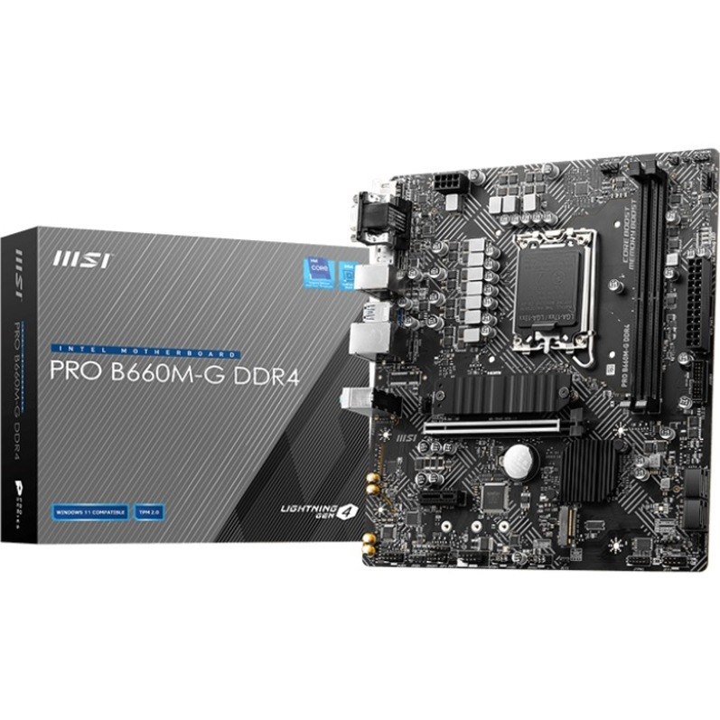 MSI PRO B660M-G DDR4 Desktop Motherboard - Intel B660 Chipset - Socket LGA-1700 - Intel Optane Memory Ready - Micro ATX
