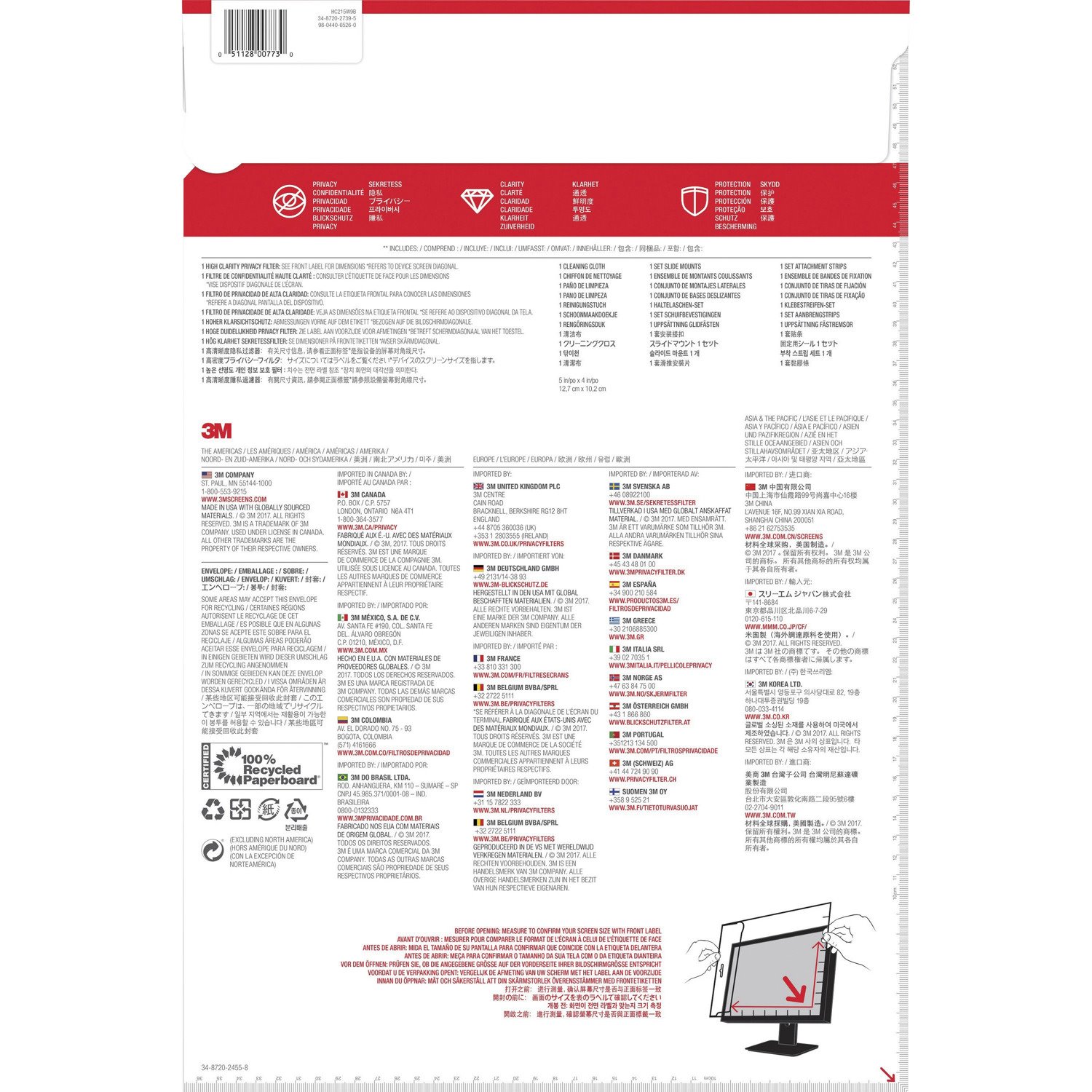 3M&trade; High Clarity Privacy Filter for 21.5in Monitor, 16:9, HC215W9B