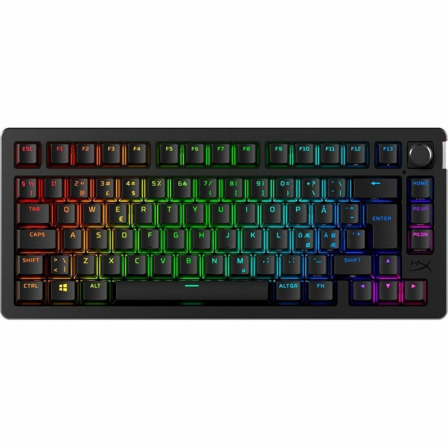 HyperX Alloy Rise 75 Gaming Keyboard - Wired/Wireless Connectivity - RGB LED - English (US) - Black