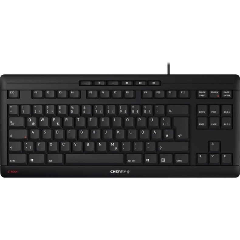 CHERRY STREAM Keyboard - Cable Connectivity - USB Type A Interface - German - Black