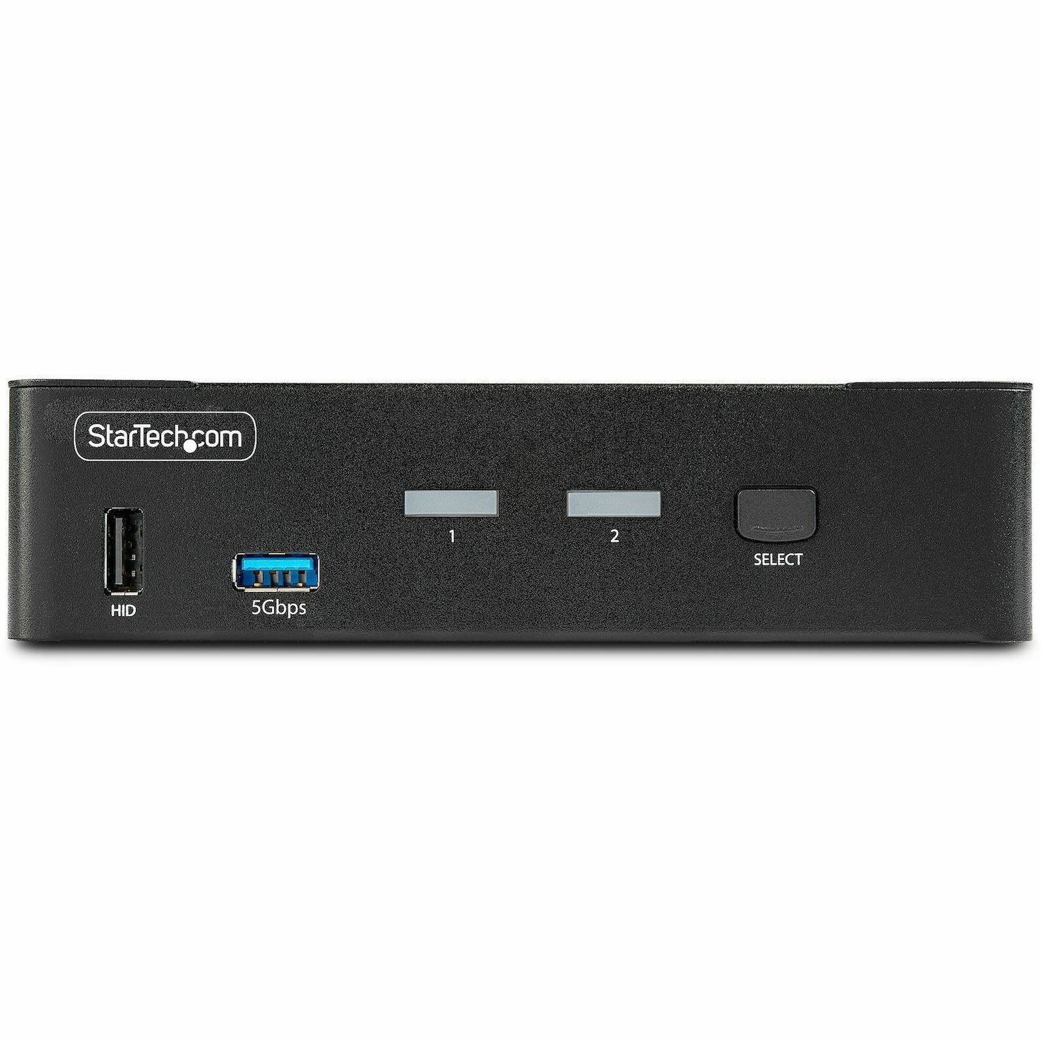 StarTech.com 2-Port DisplayPort 1.4 KVM Switch, 8K 60Hz / 4K 144Hz, 2x USB 3.0 Ports, 4x USB 2.0 Ports, Hotkey Switching, TAA Compliant