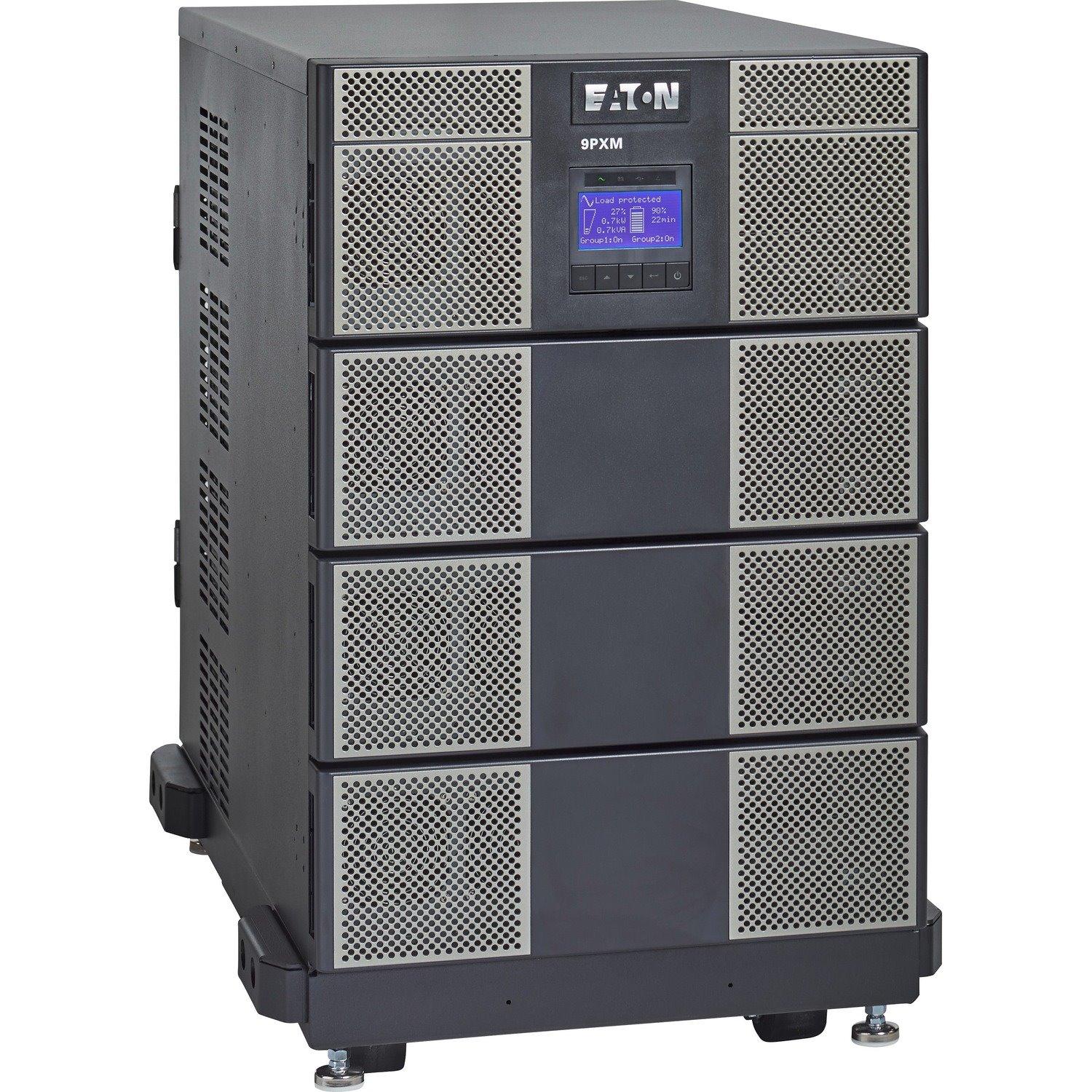 Eaton 9PXM UPS, 12kVA scaleable to 16kVA, Hardwired input, Outputs: (4) 5-20, (2) L6-30, 208-240V, Rack/Tower, 14U