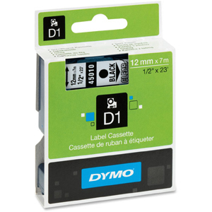 Dymo 45010 D1 Black Print / Clear Ta