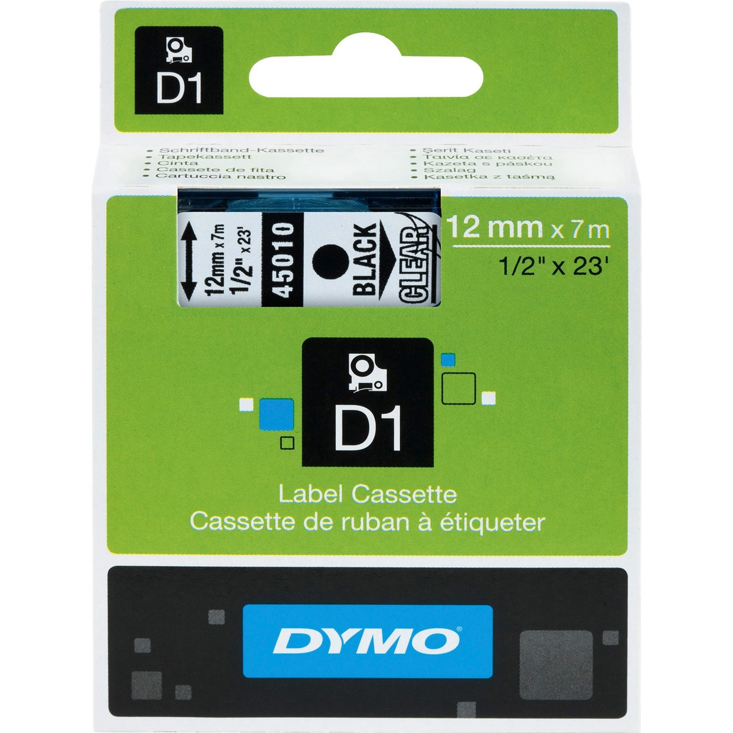 Dymo 45010 D1 Black Print / Clear Ta