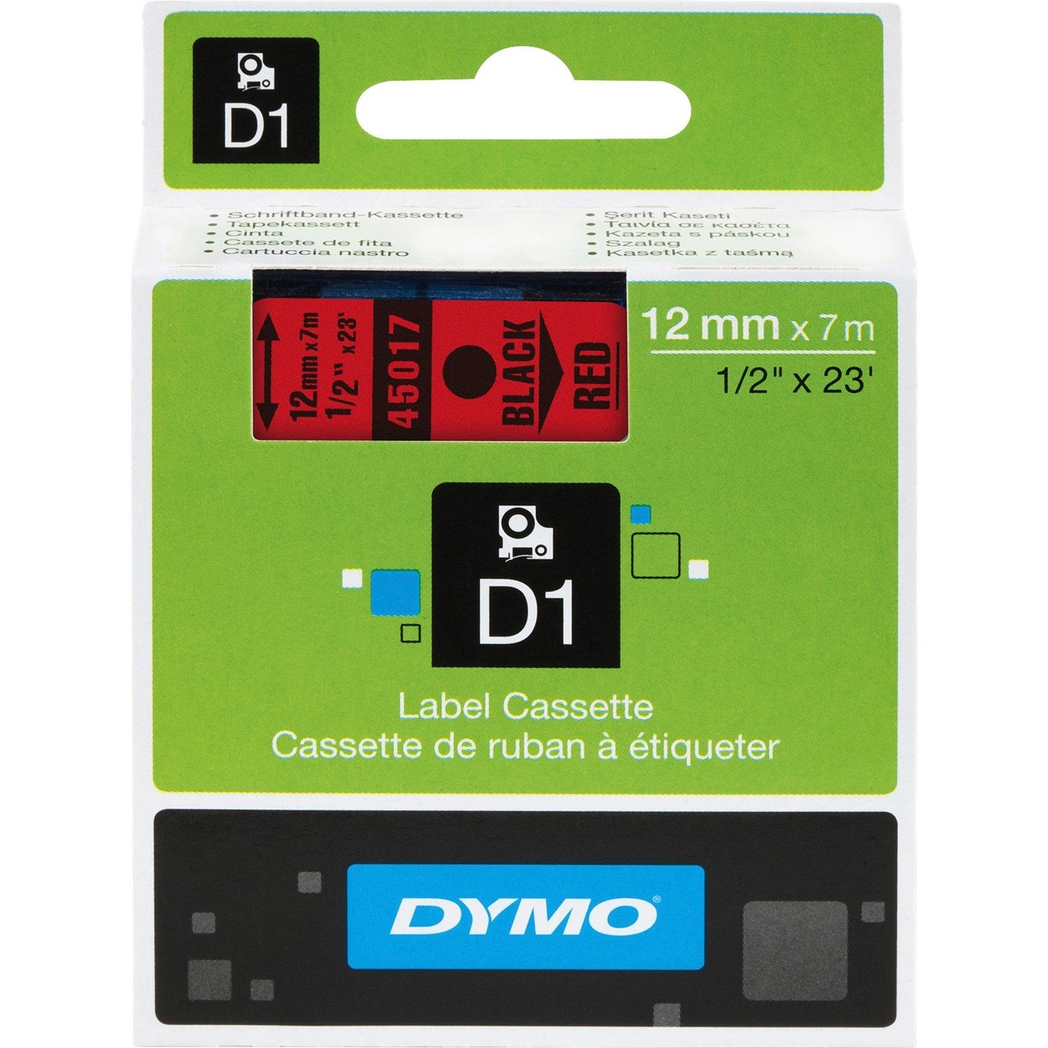 Dymo 45017 D1 Black Print/Red Tape