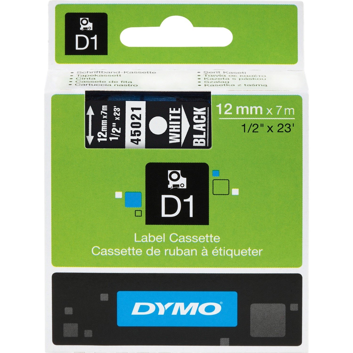 Dymo White Print/ Black Tape, 1/2 X 23