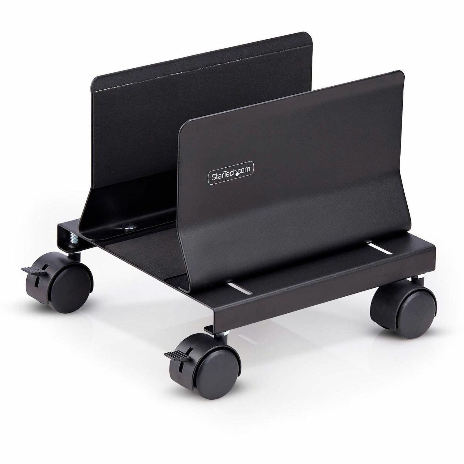 StarTech.com Computer Tower Cart, Rolling CPU Caddy on Wheels, Max 46.3lb/21kg, Adjustable PC Case Mount, Floor Stand Dolly, Steel, TAA