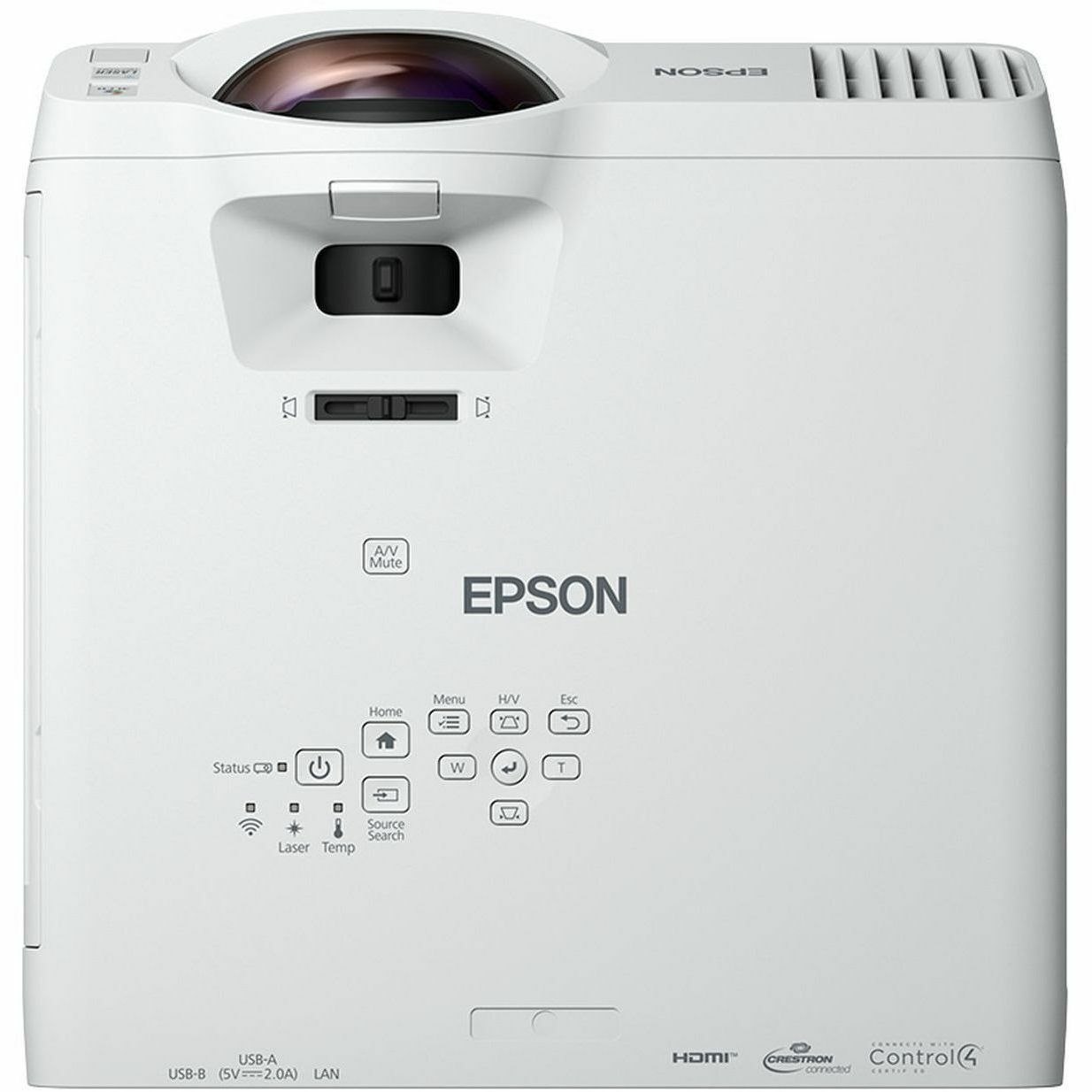 Epson EB-L210SW Short Throw 3LCD Projector - 16:10 - Wall Mountable, Ceiling Mountable, Portable, Tabletop - White